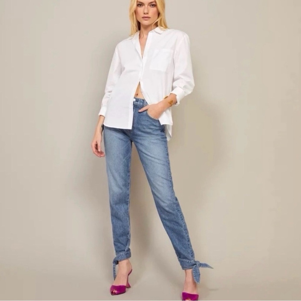 Reformation Chiara Ankle Tie High-Rise Blue Women’s Jeans